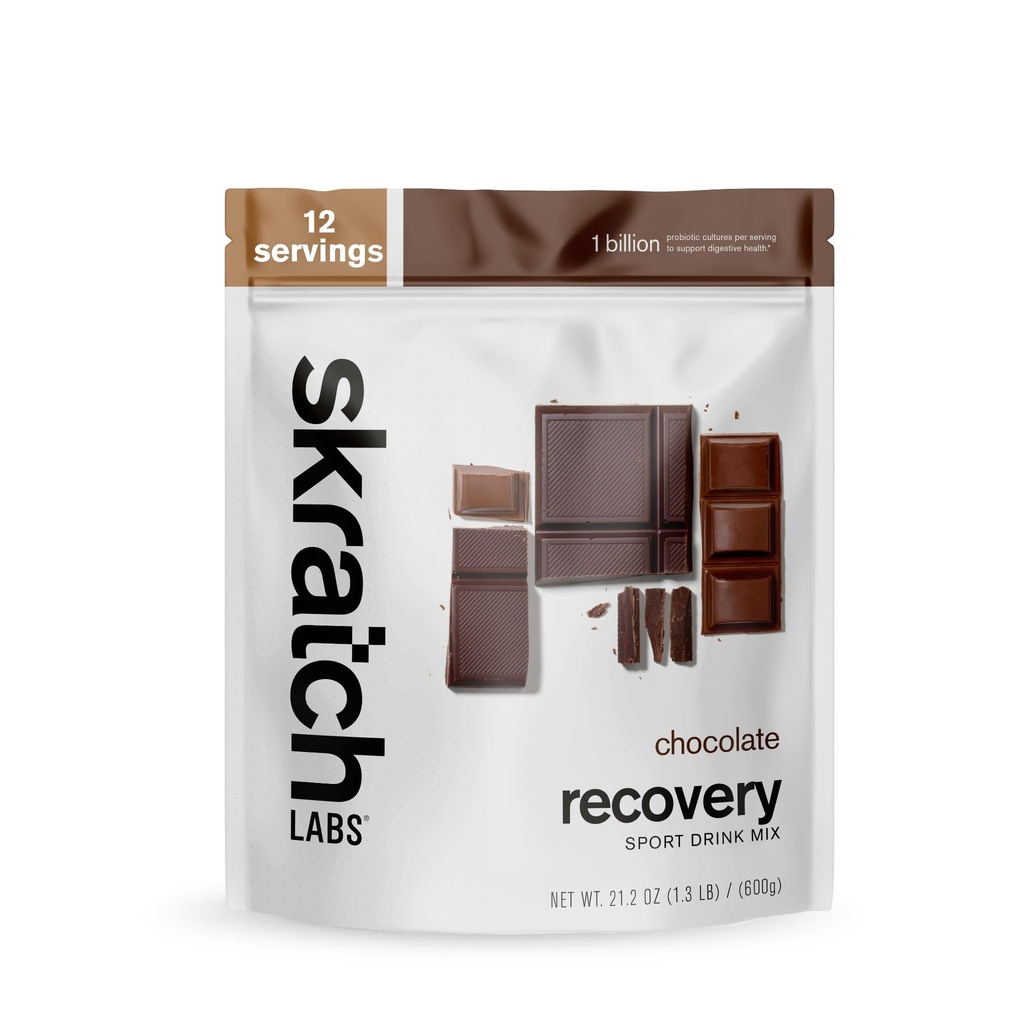 Skratch Labs Post Workout Recout Drink Mix z czekoladą, (21.2 oz, 12 Sług) z kompletnym białkiem mleka Casein, Serwatka, Probiotyki, Gluten Free, Kosher, Wegetarianin