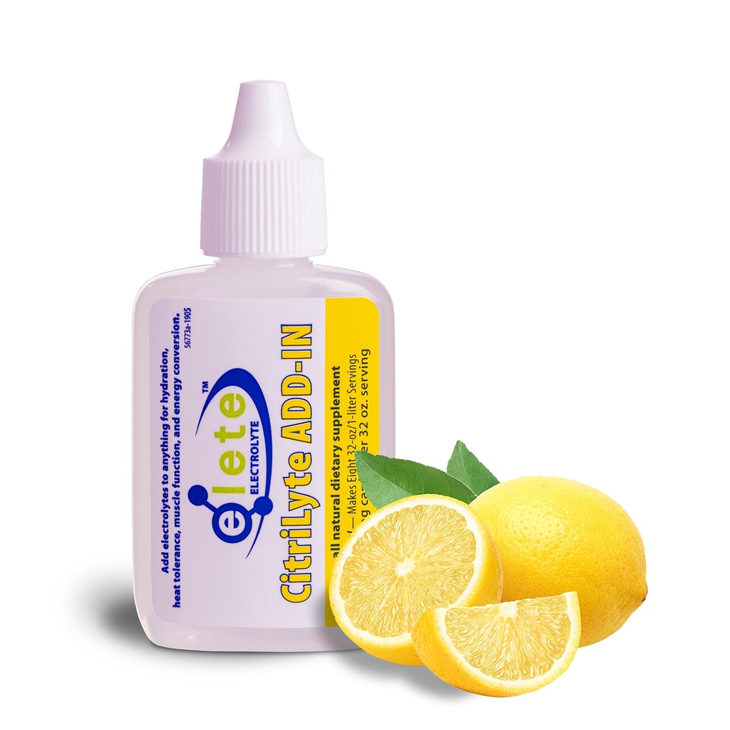 elete CitriLyte Electrolyte Add- in Hydration Drops 124; Sodu, Magnezu, Potasu i Śladów Minerały 124; Lekkie Lemon Flavor 124; Cramp Relief Ind 124; Przekształcenie jakiegokolwiek napoju do napoju sportowego, 24,6 ml
