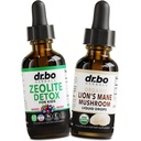 Zeolite Detox & Lions Mane Drops - Zeolite dla dzieci i dorosłych z witamin B12 & D, Clinoptilolite Delikatne ciało Daily Detox Cleanse - Organic Lion 's Mane Mushroom Liquid Drops for Focus, Fog, Mózg