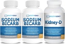 Biwęglan sodu 650mg kapsułki dla kwasu reliefowego, Alkaliczność 120 tabletek 2- Pack + Suplement Nerki dla dzieci-D. Witamina D zoptymalizowana do wsparcia nerek.