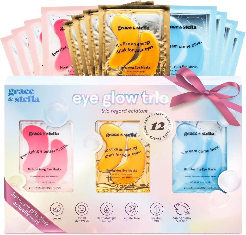grace & stella Under Eye Patches (12 par) Maski na oczy dla puffy Eyes and Dark Circles - Stocking Stuffers, Boże Narodzenie prezenty dla kobiet - Prezenty na urodziny, Bachelorette Party, Druhny, Opieka nad sobą