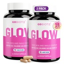 GOBIOTIX Włosy skóry i paznokci Suplement witaminy - 10000mcg Biotin pigułki z kwasem hialuronowym, folianem, żelazem, magnezem i cynkiem - produkcja kolagenu, wzrost włosów - 60 Służenie