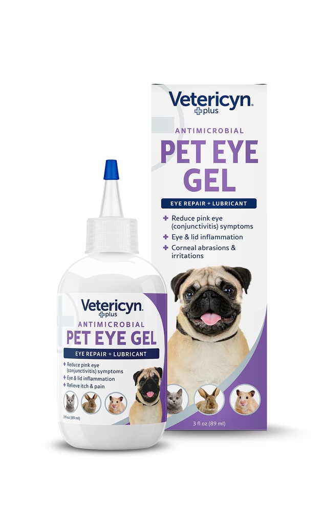 Vetericyn Plus Pet Eye żel 124; Oko pies i kot maść Alternatywa do smarowania i odkażania oczu i otarcia, Zmniejszenie objawów różowego oka u psów i kotów. 3 uncje
