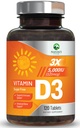 Witamina D3 5000iu (125 μg) Wsparcie dla zdrowia immunologicznego - Wysokiej mocy witamina D Suplement diety dla kości, zębów, mięśni - Przyroda VIT D, Wegan, Gluten Free, Malina Flavor - 120 Tabletki do żucia