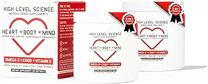 High Level Science CoQ10, Omega-3, Witamina E, Kardiolog opracowany dla Heart + Body + Mind Health, DHA / EPA, Przeciwutleniacz dla energii, Superior Biodostępny olej rybny, Gluten Free, 60 Softgels - 2 Pack