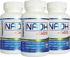 MAAC10 NADH + CoQ10 Tabletki do rozgryzania i żucia (3 - Pack - 180 Tablets)