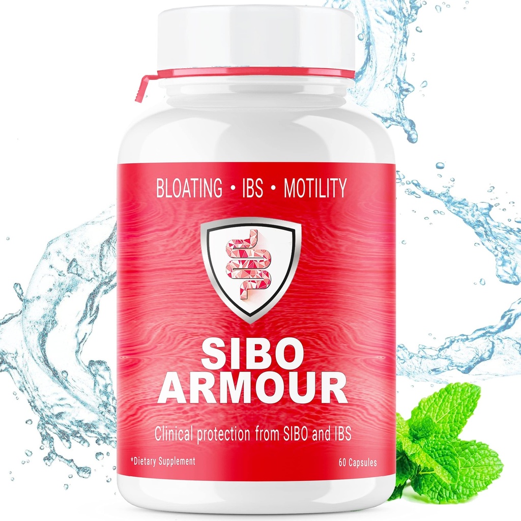 SIBO Relief 124; IBS Relief (Leczenie stopnia klinicznego) Bloating, Biegunka, Gut ciekły, Gaz 124; Opóźnione uwalnianie Peppermint 124; Suplement skuteczny na zespół jelita drażliwego i małych bakterii jelitowych Przerost