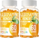 Glukozamina Gummie Chondroitin z MSM & Elderberry Extra Siła - Wsparcie wspólne, Antyoksydant immunologiczny Suplement wsparcia dla dorosłych, Mężczyźni i Kobiety 120 Pomarańczowe Gummie