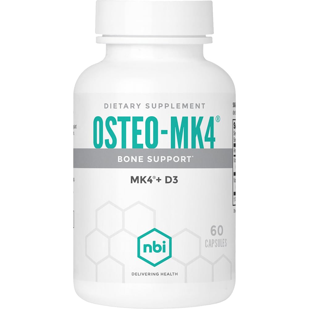 NBI Osteo- MK4 Support Bone 124; Witamina D & K Complex 124; 45 mg Witamina K2 (MK4) dla silnego zdrowia i funkcji kości 124; 60ct Veggie kapsułki