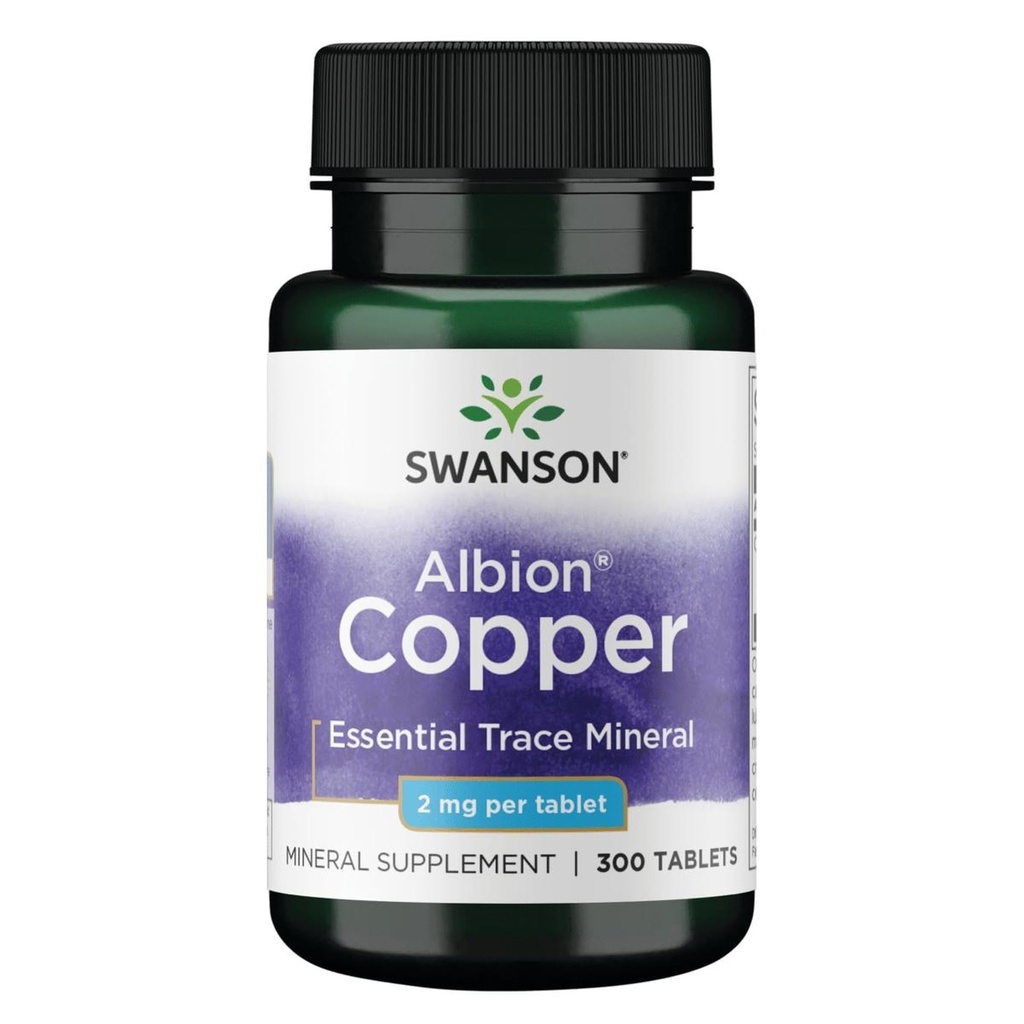 Swanson Copper Antioksydant Immune System Red Blood Support Mineral Supplement (chelat miedzi) 2 mg 300 Tabs (2 opakowania)