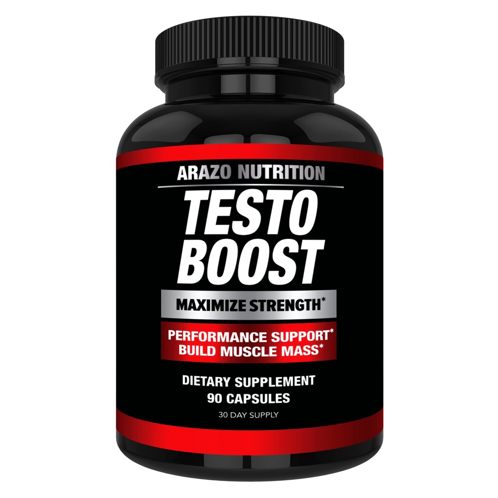 Arzo Nutrition TestoBoost Test suplement booster - Potenne i naturalne tabletki ziołowe - Wzrost mięśni - Tribulus, Epimedium, Hawthorn, Cynk, Minerały