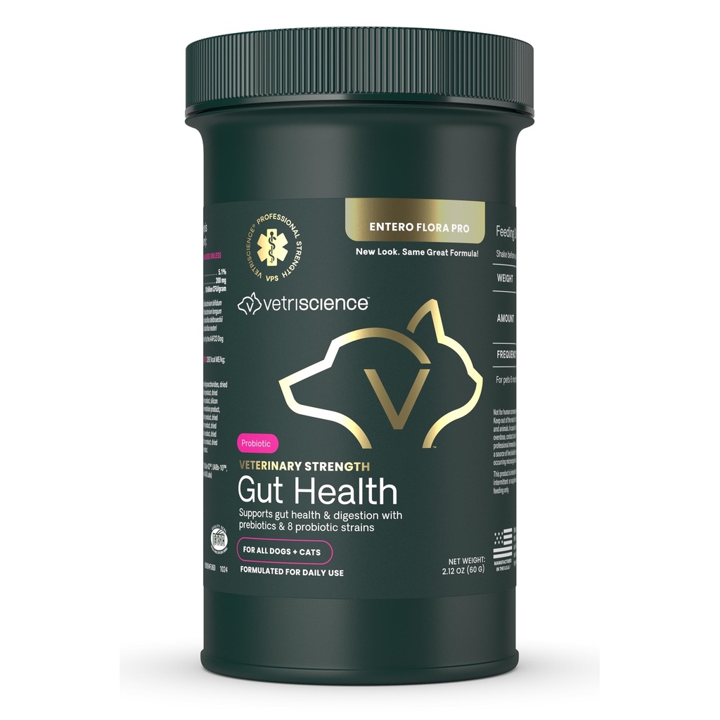 VetriScience Veterinary Strength Gut Health Powder - Gut Health Supplement for Pets - Immunitety Support - Pet- Friendly Probiotic Powder - Smak bezgraniczny i bezogonowy - 60 Służenia