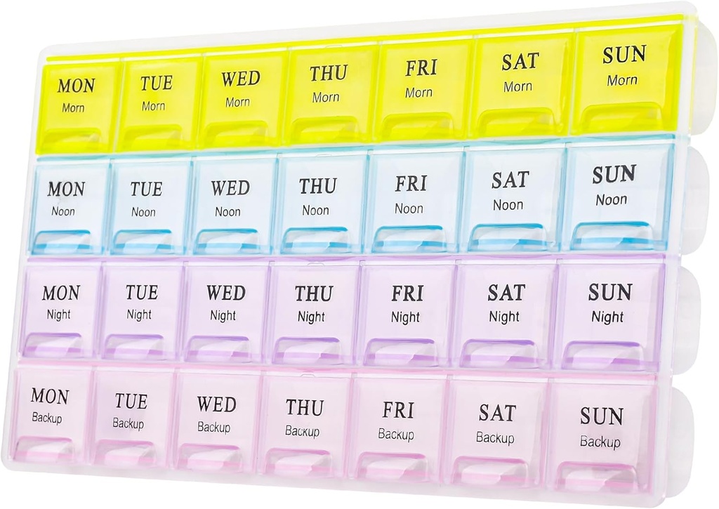 Duży cotygodniowy pill organizator 4 razy dziennie, wilgotno- dowód 7 dzień pill Box, pill Travel przypadki przenośne do pigułek witaminy oleju (żółty)