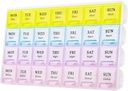 Duży cotygodniowy pill organizator 4 razy dziennie, wilgotno- dowód 7 dzień pill Box, pill Travel przypadki przenośne do pigułek witaminy oleju (żółty)