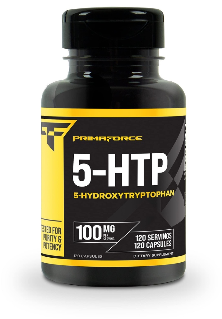 Primaforce 5- HTP 100mg Supplement, 120 kapsułki, 100mg Per Serving, 5- Hydroxytryptofan