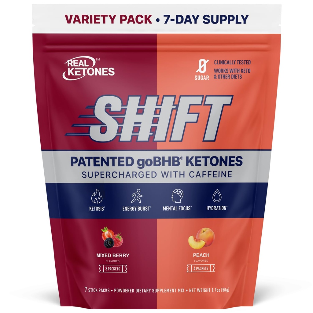 Prawdziwe Ketones BHB Exgenous Ketones Drink Mix Pakiety Keto Electrolytes w proszku bez cukru z 4 Głównymi Elektrolitami Post Plus Nawodnienie Opatentowane Keto BHB - 7 Hrabia Peach, Mieszane Berry