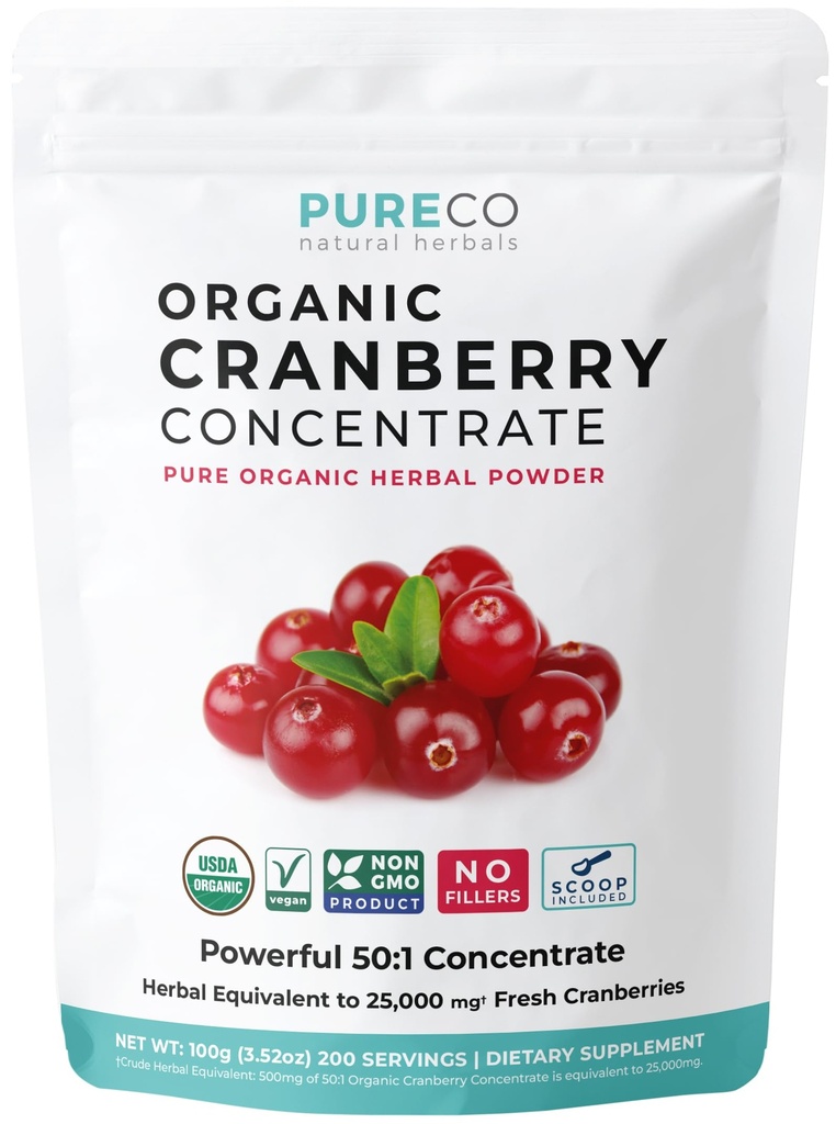 USDA proszek żurawinowy Organic Certified - Organic Sok żurawinowy Koncentrat Wsparcie moczu Tract Zdrowie kobiet i mężczyzn - Czysty Berry Koncentrat Vegan Non-GMO & Filler Free (200 Servings)