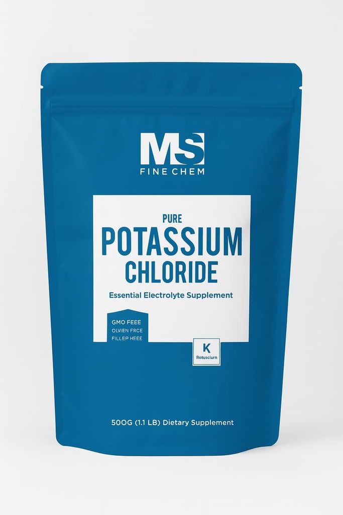 Chlorek potasu Proszek - 500 gram - 1,1 lb - Suplement potasu Proszek, Chlorek potasu Sól Substitute, Sól potasu Sól - Bez glutenu, 200mg na porcję