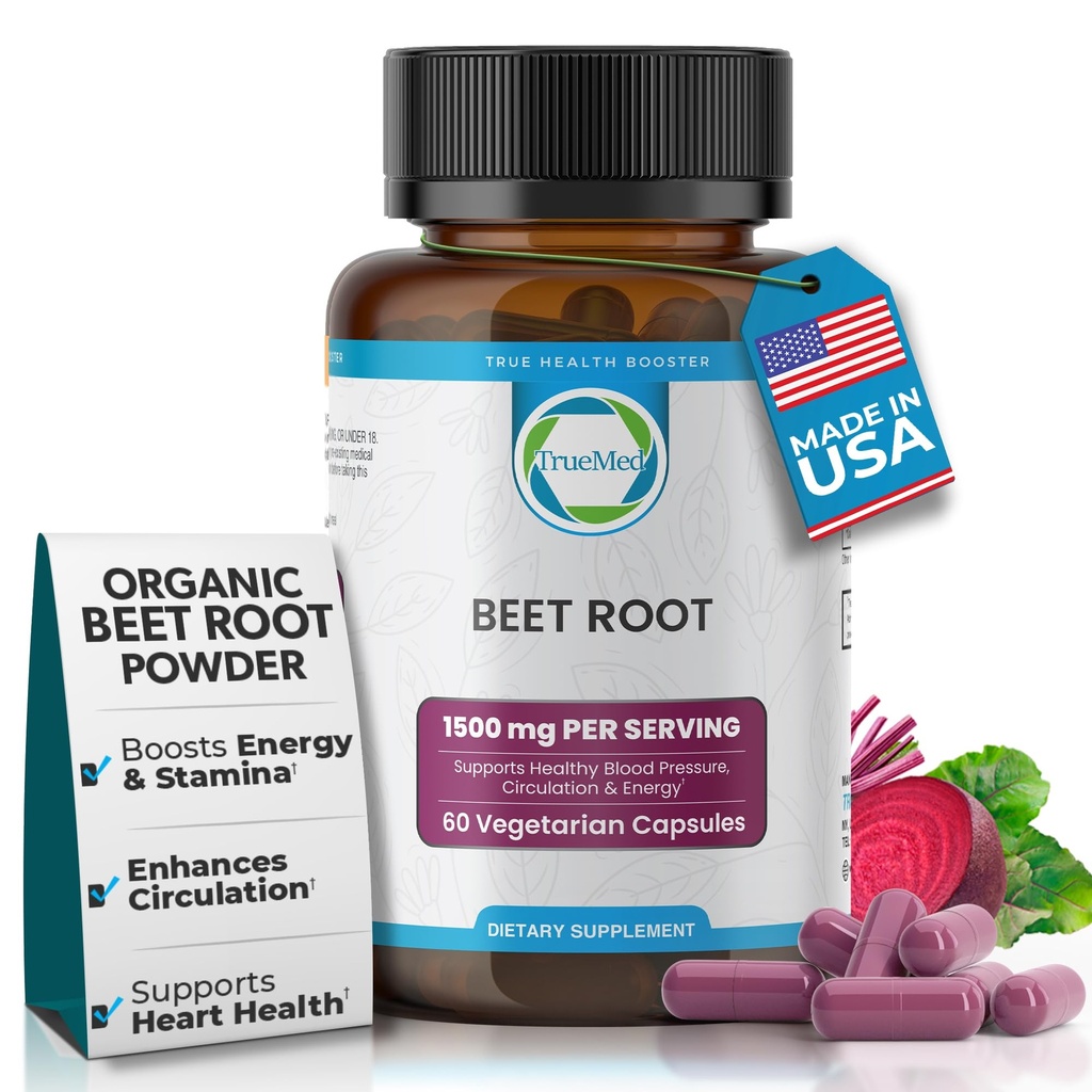 Organic Beet Root Powder Kapsułki 124; Support Energy, Stamina & Endurance, Boost tlenku azotu, Wsparcie Heart Health & Circulation Research 124; Non-GMO Equipment 124; 60 Kapsułki warzyw, USA Made & GMP Certified