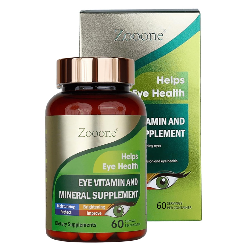 zooone- 60szt Lutein Eye Vitamin Supplement Nutritional Supplement for Macular Health & Dry Eye Support, Zawiera Luteina, Cynk, Witaminy C / E & Zeaksantyna