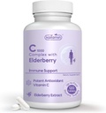 Witamina C 1000mg z Rose HIPS + Sambucus Elderberry - C1000 Complex Dietetic Supplement for Immune Support & Antioksydant Support - 120 Tablets for Upto 120 Days (120 Count (Pack of 1))