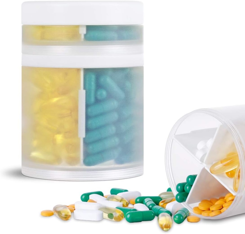Ekstra duży suplement Organizator i przenośny pióro Case z 8 Komory Podwójne Warstwy Medicine Dispenser Miesięczny Vitamin Organizatorzy Pill Butelka, przezroczysty