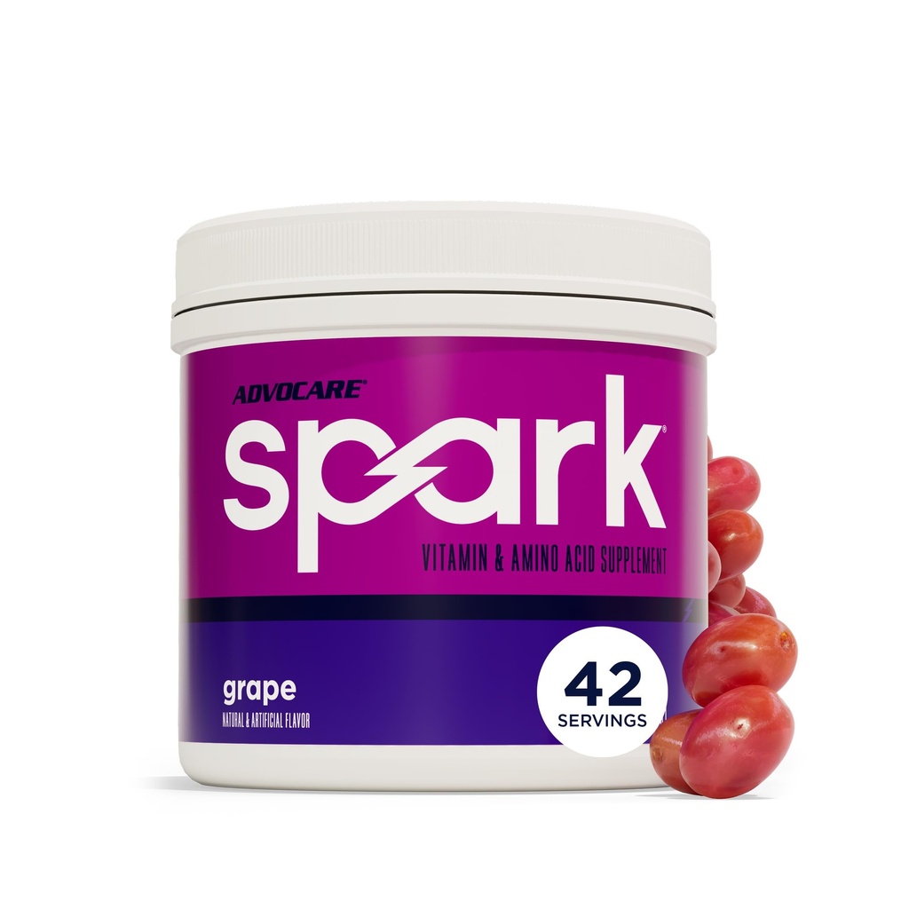 AdvoCare Spark - Energy Drink Mix - Suplement witaminy i aminokwasów - Wsparcie energii i koncentracji - Przenośne wsparcie immunologiczne - Bez cukru - Grapa (10.5