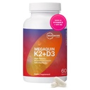 Microbiome Labs MegaQuin D3 + K2 - Wysoka moc witamina D3 K2 Suplement - Bioaktywne i Biodostępne - Witamina D3 5000 iu & MK- 7 - Wsparcie kości, serca, Nerve & Immune Health (60 Kapsułki)
