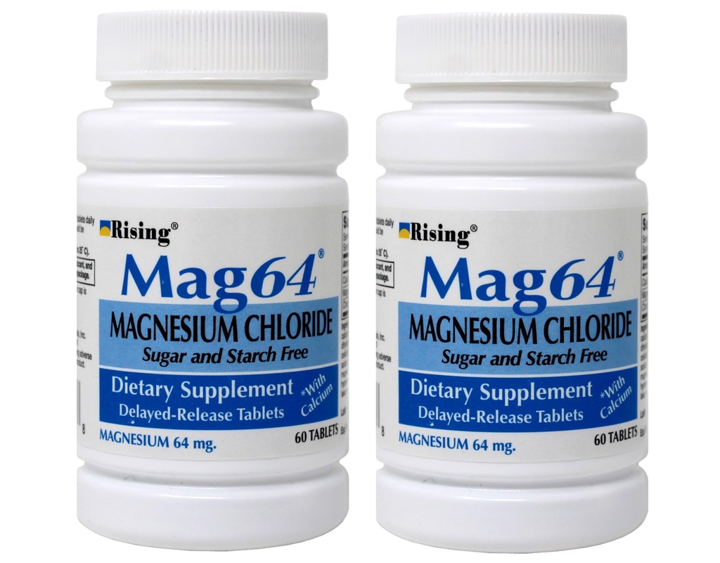 Rosnące Mag64 Magnezu Chlorek Suplement diety Delayed- Release Tablets 64 mg, 60 Tabletki (Opakowanie po 2)