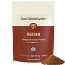 Real Mushrooms Reishi Mushroom Powder - ręcznie wybierane Organiczne Mushroom Extracts - Red Reishi dla Tranquil Daily Wellness ze zweryfikowaną Beta Glucans Vegan, Non-GMO, No Grain Fillers, 45 Służenie