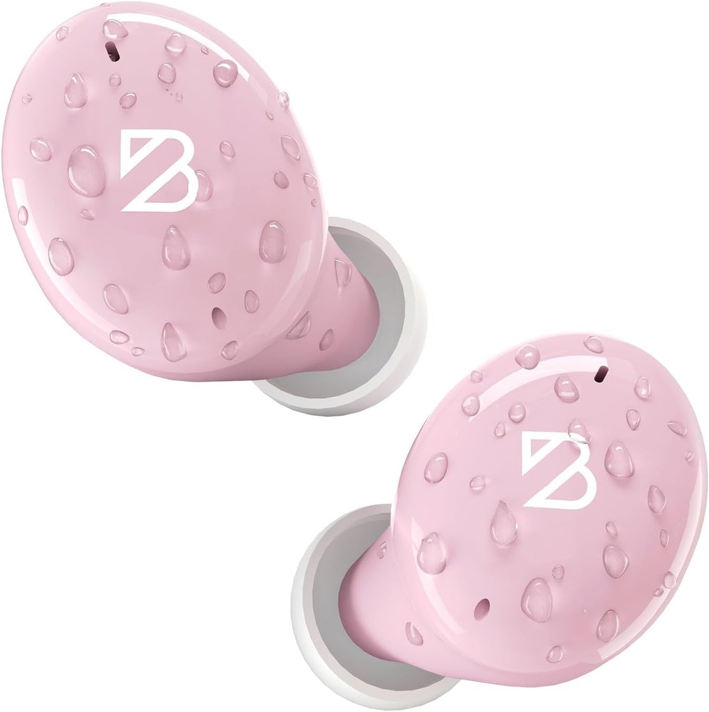 Back Bay Audio Tempo 30 Wireless Earbuds for Small Ears - Award-Winning Sound, Sweatproof Bluetooth Earbuds, Comfortable Ear Buds for Women, Pink Earphone Small Ear Canals, Long Battery słuchawki