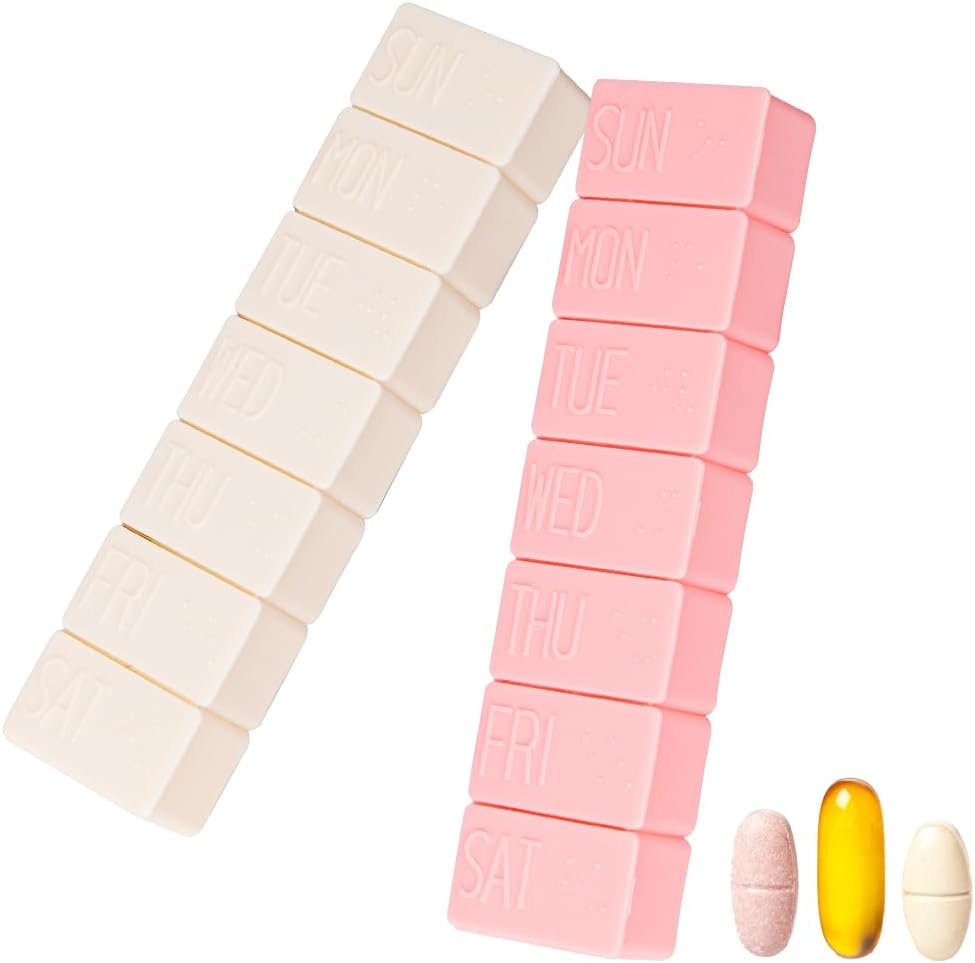 Sandderala 2Pack Cotygodniowy Pill Organizator, Bardzo duże 7 Dni Pill Przypadki podróży Codzienne Pill Box dla oleju rybnego, Wapń Tablets Supplements i inne witaminy Pill