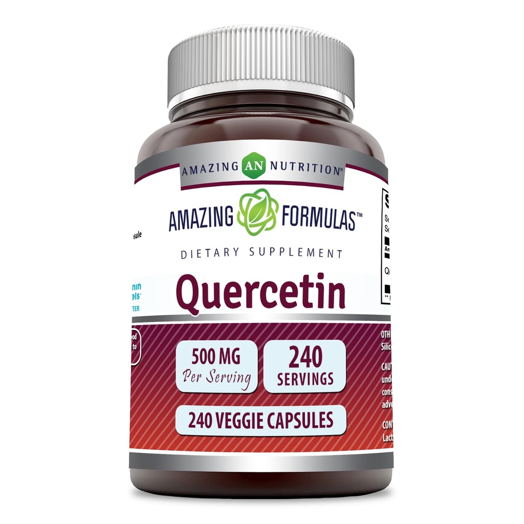 Amazing Supples Quercetin 500mg Veggie Suplement kapsułki DEV124; Non-GMO EVAR124; Gluten Free EVAR124; Supports Overall Health & Well Being (240 Count)