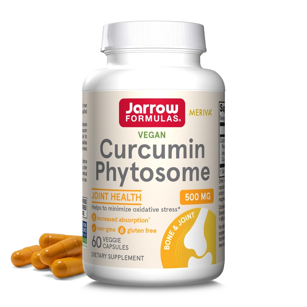Jarrow Phillips Curcumin Phytosome 500 mg - 60 Kapsułek wegetariańskich - Formularz z Meriva - Suplement do wsparcia przeciwutleniaczy - Wspólne Zdrowie i Wsparcie - 60 Służenie
