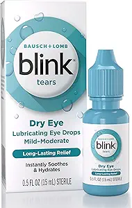BLINK Łzy smarujące krople do oczu, nawilżające i soothing dla łagodnego do umiarkowania suchych oczu, z hyaluronate, zmniejsza dyskomfort, długotrwały hydration, Soothes & Moisturizes, 0,5 Fl Oz