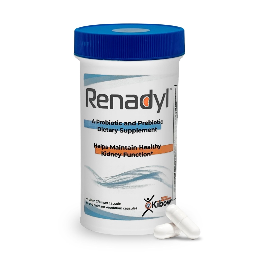 Renadyl Nerki Probiotic Supplement Equipment 124; Mocznik, Kreatynina, & Acid Acid Support Equipment 124; 45 Miliard CFU Equipment 124; Klinicznie testowane, Non-GMO, & Made in USA, 60 Kapsułki (1 butelka, 1 miesiąc dostaw)