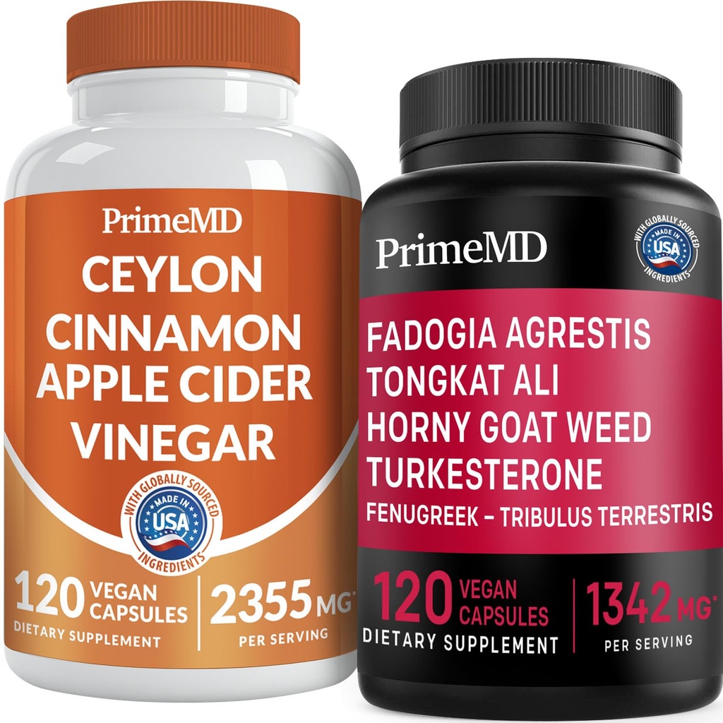Ceylon Cynamon (1pk) i Fadogia Tongkat Ali (1pk) Suplement Bundle - Pothent Vitamin for Heart, Energy, Muscle, Testosteron, & Immune Support - Non-GMO, Wegan, Gluten- Free