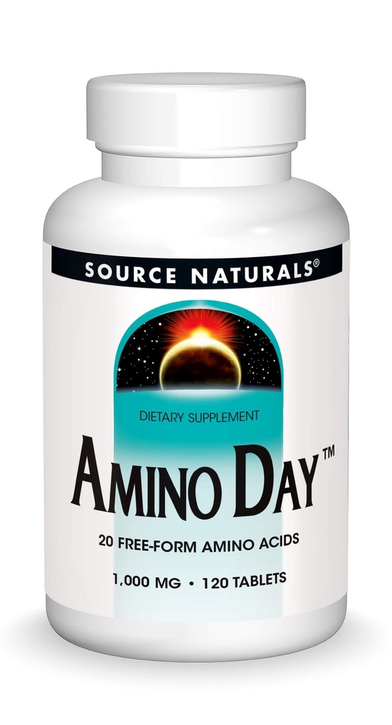 Źródło Naturals Amino Day - 20 Wolny formularz Amino Acids Wspiera jakość diety podczas odżywiania - 120 tabletek