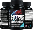 Dodatkowa wytrzymałość Suplement tlenku azotu 3X Siła L Arginina, Cytrulina Malate, AAKG, Beta Alanine - Premium Muscle Support Nitric Booster - Natural Energy & Heart Health Support - 180 Kapsułki