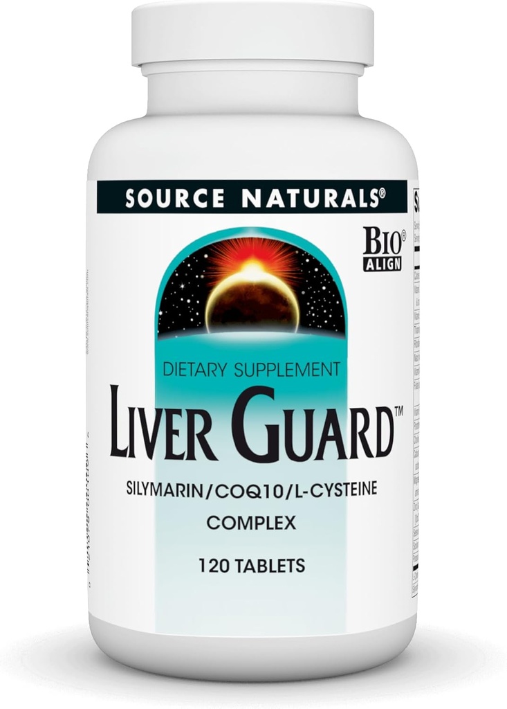 Źródło Naturals Liver Guard, z Silymarin, CoQ10, L- Cysteine Complex, dla Zdrowej czynności wątroby * - 120 tabletek