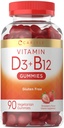 Carlyle Vitamin D3 + B12 Complex Gummies | 90 Count | Vegetarian, Non-GMO, and Gluten Free Formula | Strawberry Flavor Supplement