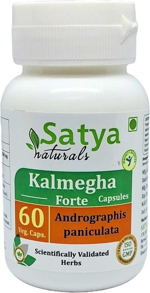 Kalmegha Forte Kapsułki 500 mg. 60 Veg. Kapsułka 124; Kalmegha (Andrographis Paniculata) Wyciąg Kapsułki dla mężczyzn i kobiet 124; Ayurvedic Herbal Supplement / Remedies 124; 10: 1 Forte (1 Butelka 60 Kapsułek)