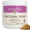 Real Mushrooms Cat Supplement Powder - Organiczny Mushroom Blend z kryla antarktycznego & Ashwagandha - Kot Witaminy dla starszych kotów lub kociąt - 2.65 oz Functional Feline Formula