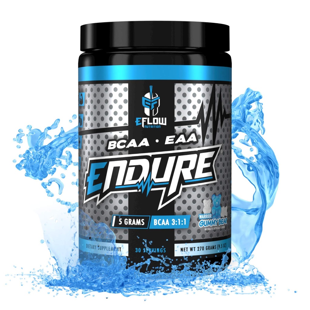 EFlow Nutrition Endure BCAA Plus EAA - Esencjalne aminokwasy Electrolyte Powder Intra Workout - Poprawić energię, Odzysk i wydajność - Wojownik Gummy Bear (30 Służenia)