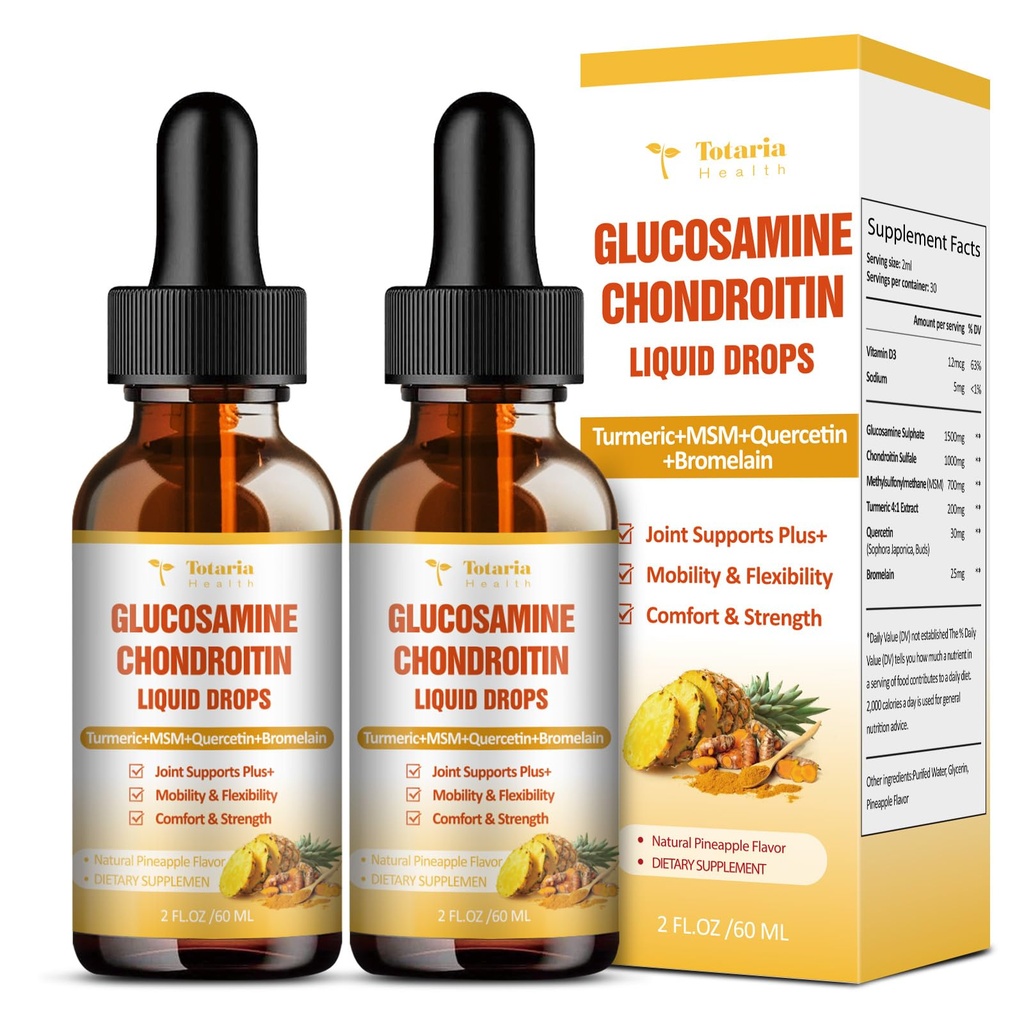 (2 opakowania) Glukozamina Chondroitin MSM Support Joint Health - Chondroitin Sulote Supplement Turmeric, Quercetin, Bromelain, MSM Olej