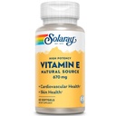 SOLARAY Witamina E 1000 IU Softgel Kapsułki, 670 mg - d Alpha Tocoferol Witamina E Suplementy - Zdrowie skóry, Funkcje serca i wsparcie przeciwutleniające - 60- Day Guarantee - 60 Służb, 60 Softgels