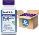 Natrol Mood Pozytywny 5- HTP 50mg z L- Theanine, Witamina B6, Witamina B12 i Folate, Suplement diety Pomaga Pozytywny Mood, 50 Tabletki, 25- 50 Day Supply (Opakowanie 12)