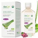 AloeCure USDA Organic Aloe Vera Sok Grape Flavor, Made In 12 Hours of Harvest - Pure Aloe Vera Digestive & Immune Health Supplement, Pomaga utrzymać zrównoważoną kwasowość żołądkową, 16.7oz Butelka