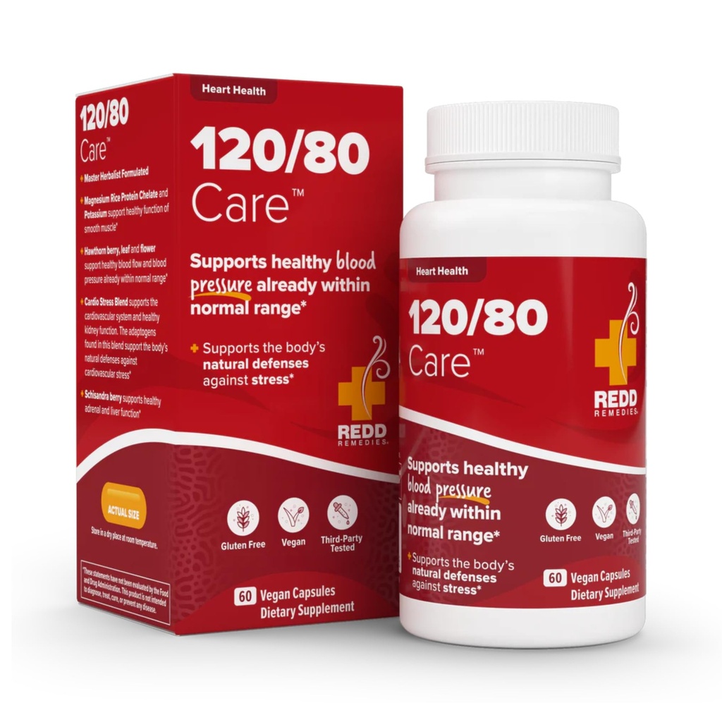 Redd Remedies, 120 / 80 Care, Heart Health and Natural Blood Pressure Support, 60 Vegan kapsułki
