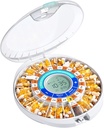 Daviky Automatic Pill Dispenser dla osób w podeszłym wieku z alarmem, 28-dniowy elektroniczny zamykany pióro Box, Sound & Light Reminders for Medication, Vitamin i suplementy Pomarańczowy